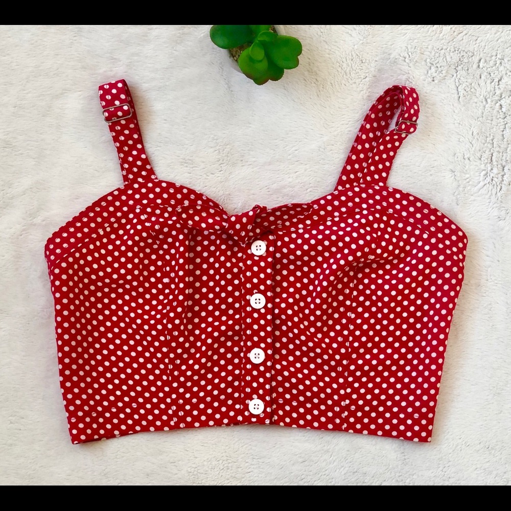 RED POLKA DOT RETRO CROP TOP